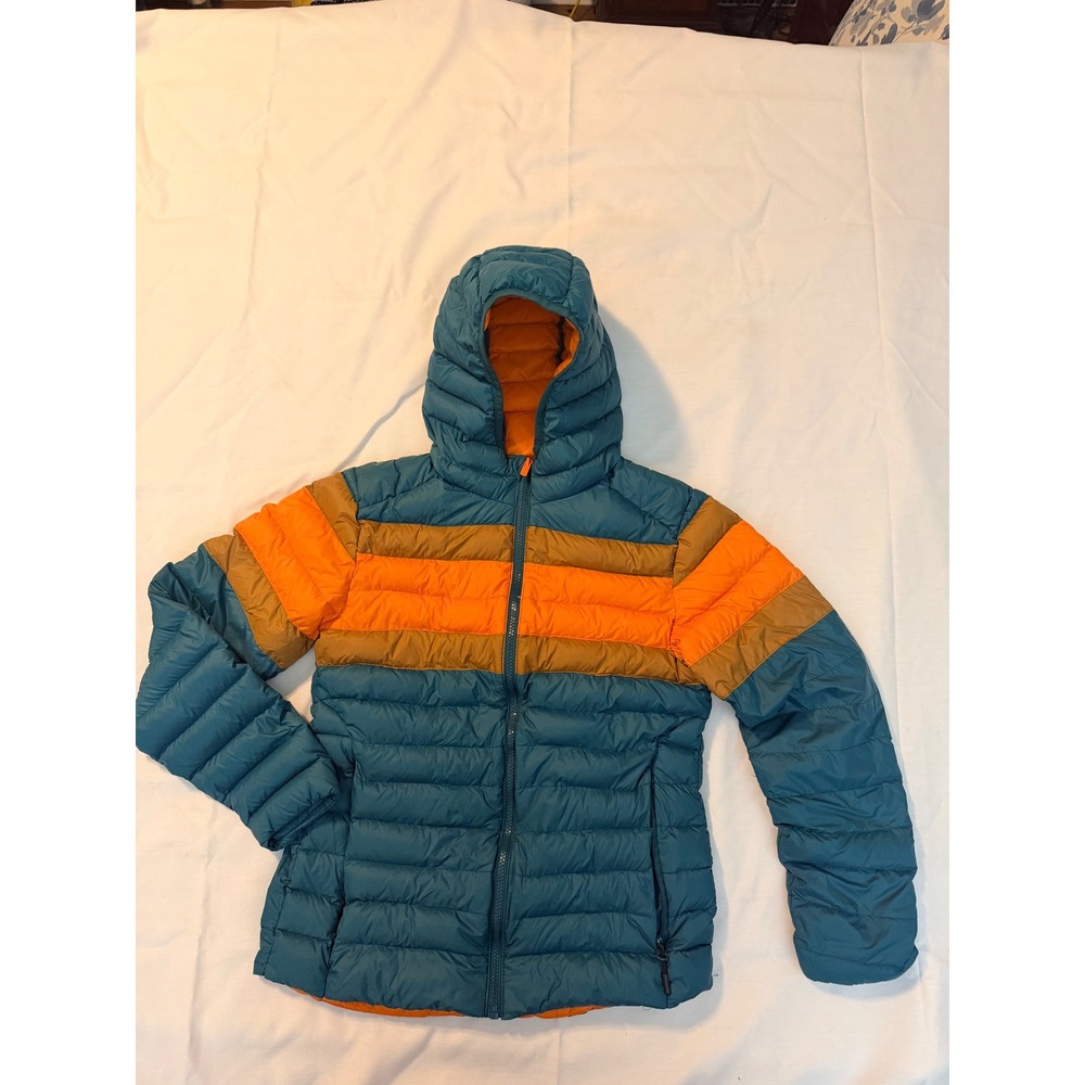 All in Motion Kids XL 16 Packable Down Puffer Jacket Teal Orange Colorblock